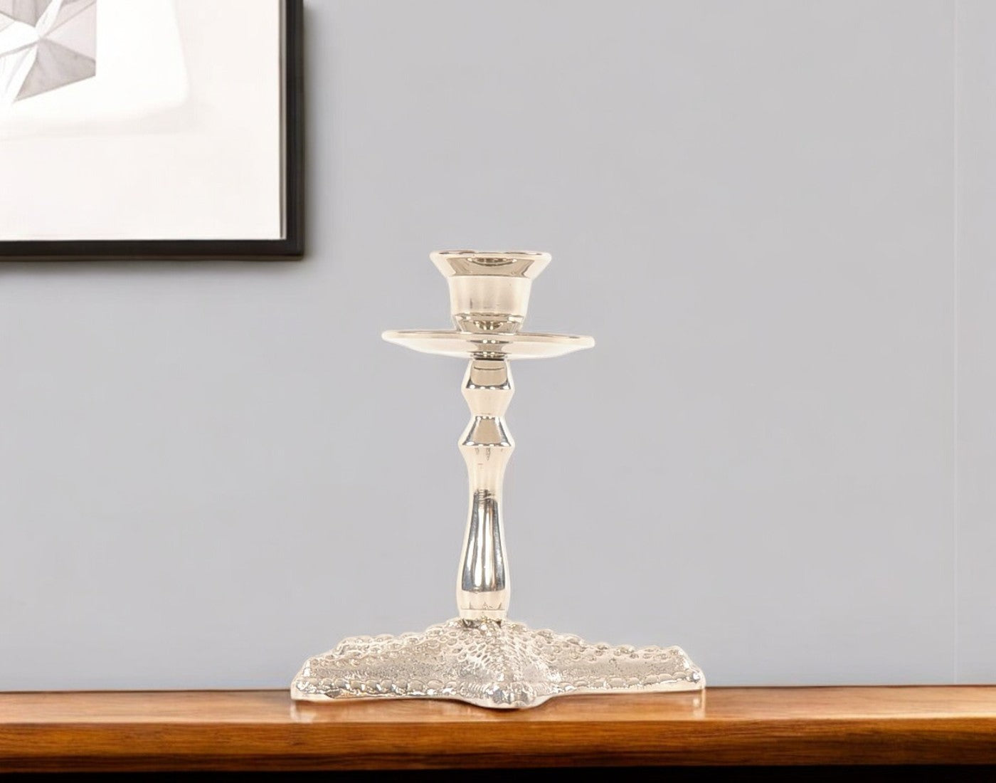5" Silver Brass Starfish Tabletop Candle Holder-Candle Holders-DECOROLALA