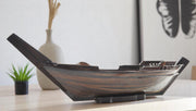 6" Dark Brown Novelty Wood Serving Tray With Handles-0