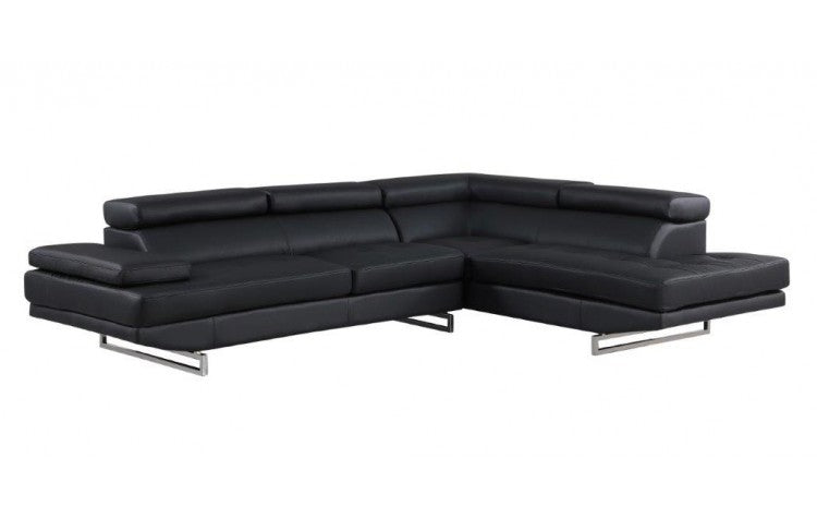 Black Leather L Shaped Two Piece Corner Sectional-Sectionals-DECOROLALA