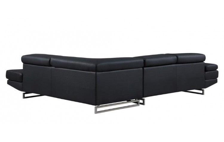 Black Leather L Shaped Two Piece Corner Sectional-Sectionals-DECOROLALA