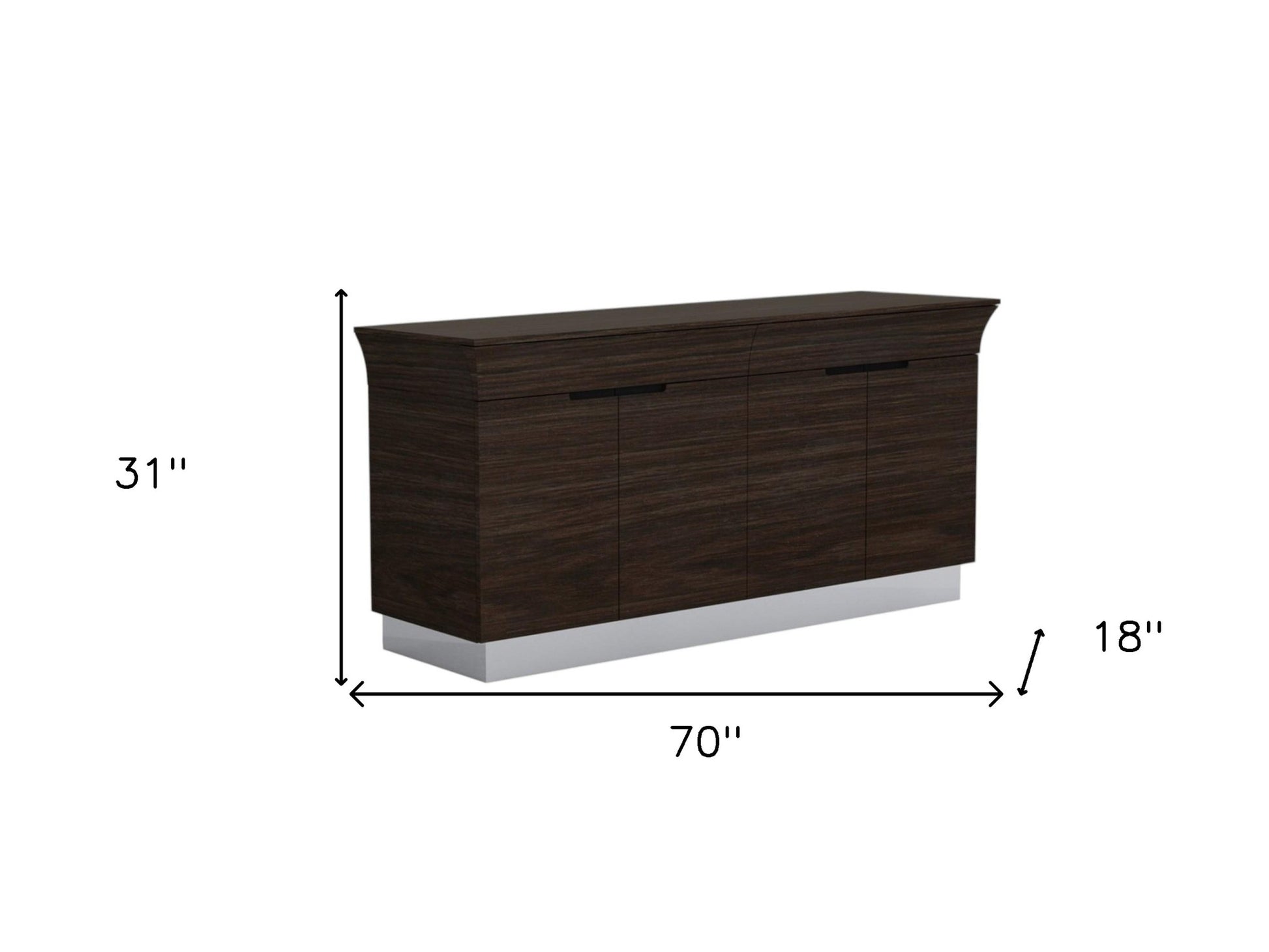 70" Dark Brown Two Drawer Buffet Table with Four Doors-Sideboards-DECOROLALA