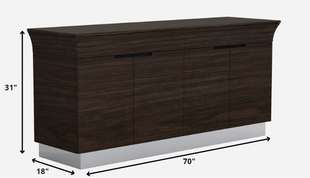 70" Dark Brown Two Drawer Buffet Table with Four Doors-Sideboards-DECOROLALA