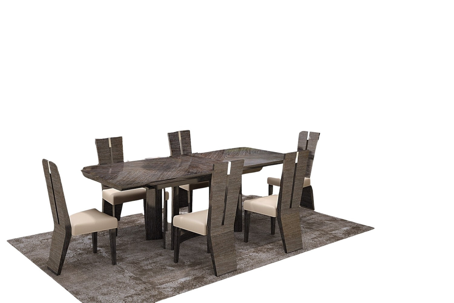 Seven Piece Gray Dining Set with Six Chairs-Dining Sets-DECOROLALA