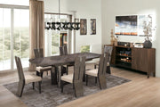 Seven Piece Gray Dining Set with Six Chairs-Dining Sets-DECOROLALA