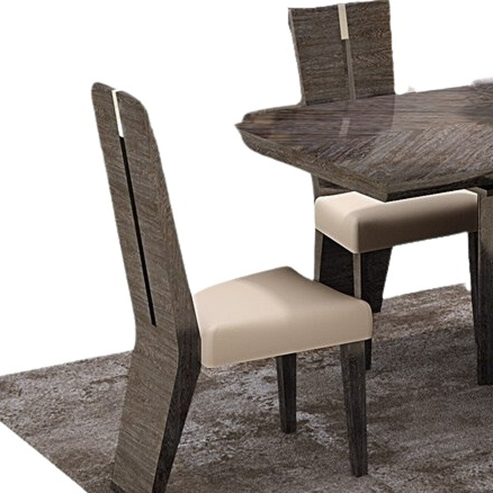 Seven Piece Gray Dining Set with Six Chairs-Dining Sets-DECOROLALA