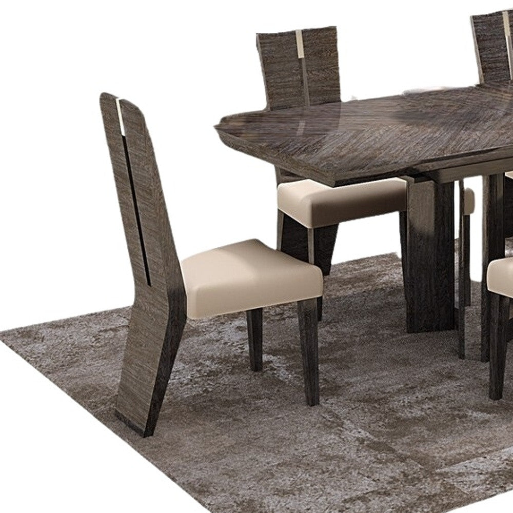 Seven Piece Gray Dining Set with Six Chairs-Dining Sets-DECOROLALA