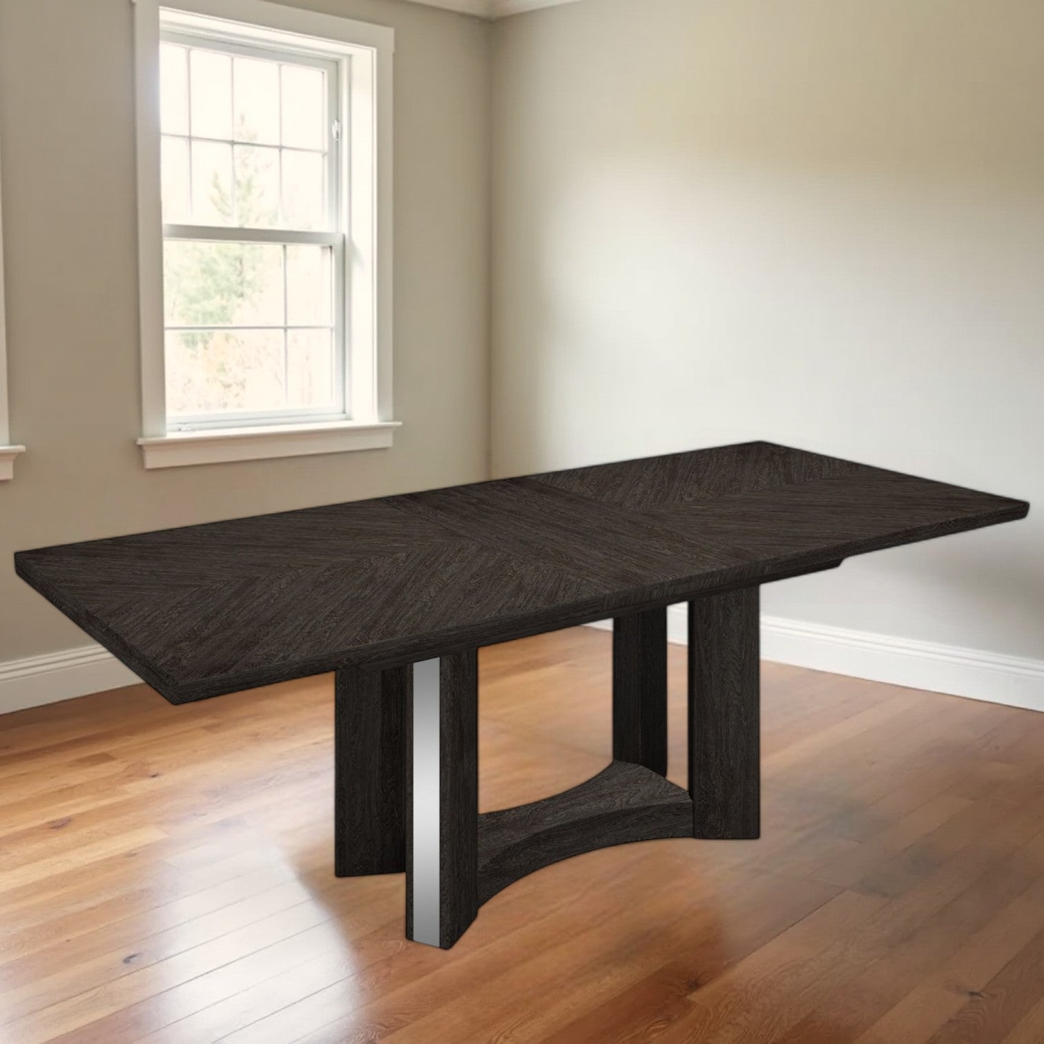 98" Dark Gray Solid Wood Dining Table-Dining Tables-DECOROLALA