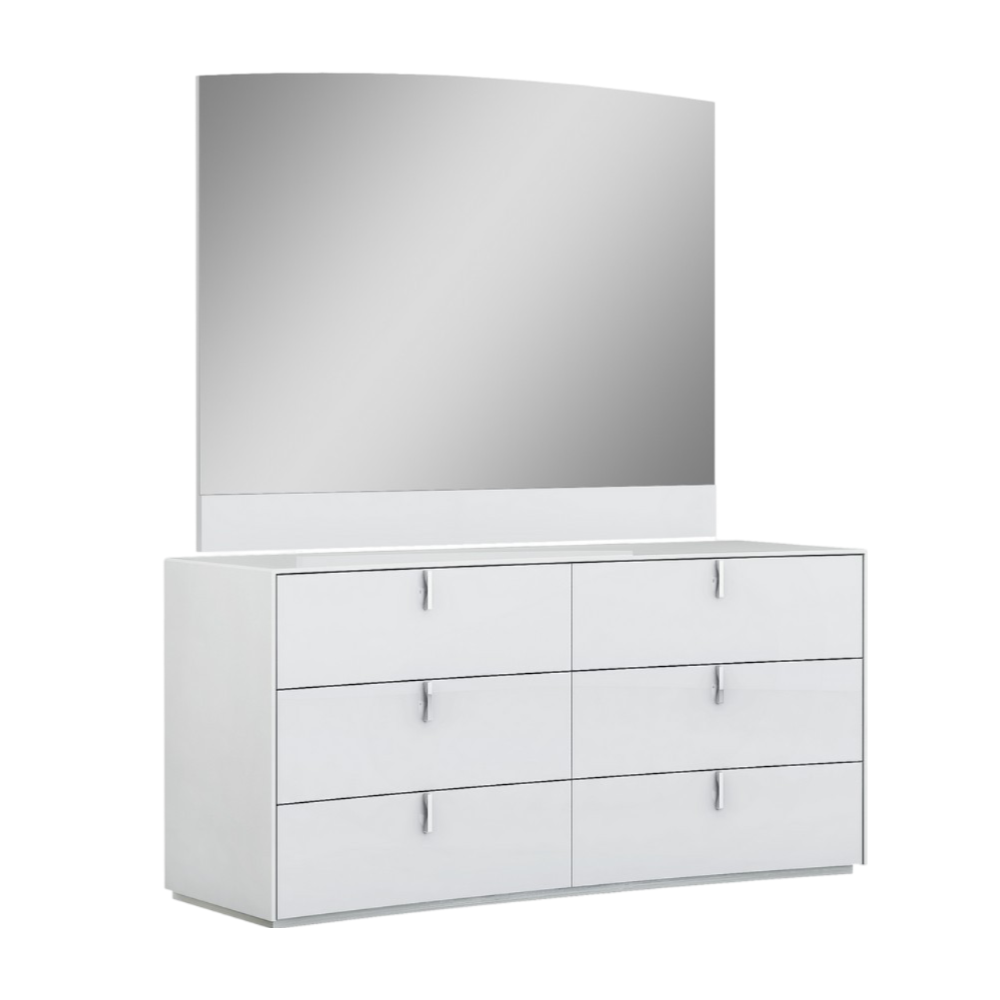 Four Piece White Solid and Manufactured Wood Bedroom Set With Mirror-Bedroom Furniture Sets-DECOROLALA