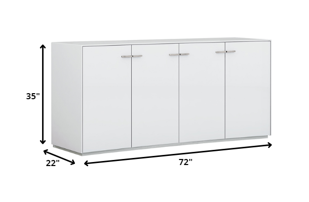 72" White Buffet Table with Four Doors-Sideboards-DECOROLALA