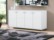 72" White Buffet Table with Four Doors-Sideboards-DECOROLALA
