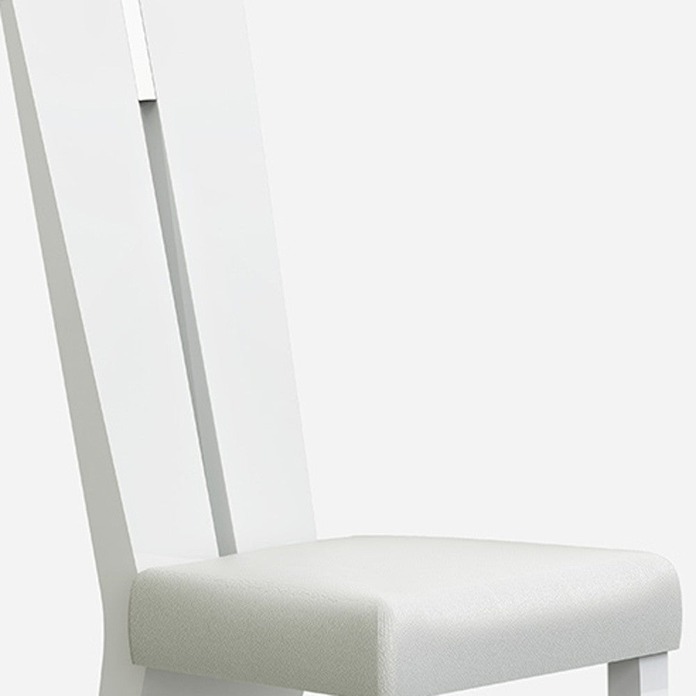 Seven Piece White Dining Set with Six Chairs-Dining Sets-DECOROLALA