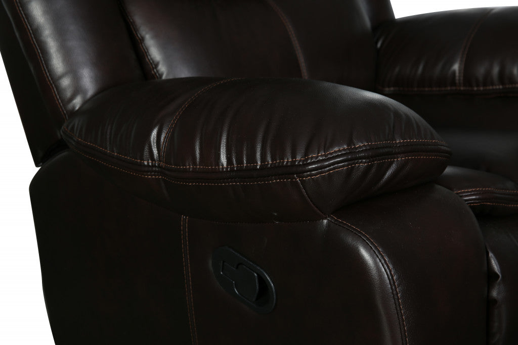 64" Brown Faux Leather Manual Reclining Love Seat-5