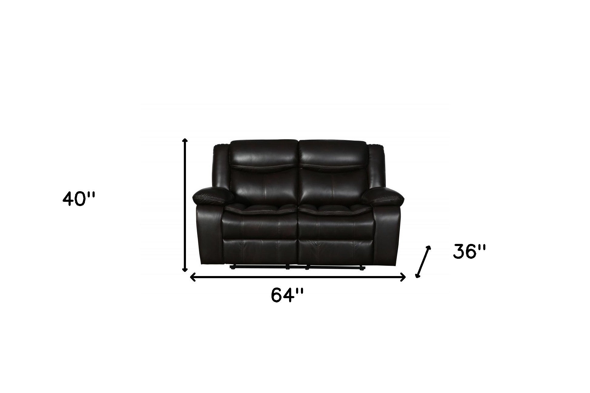 64" Brown Faux Leather Manual Reclining Love Seat-6