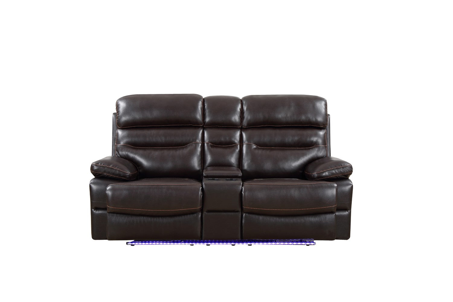 78" Brown Faux Leather Power Reclining Love Seat With Storage-2
