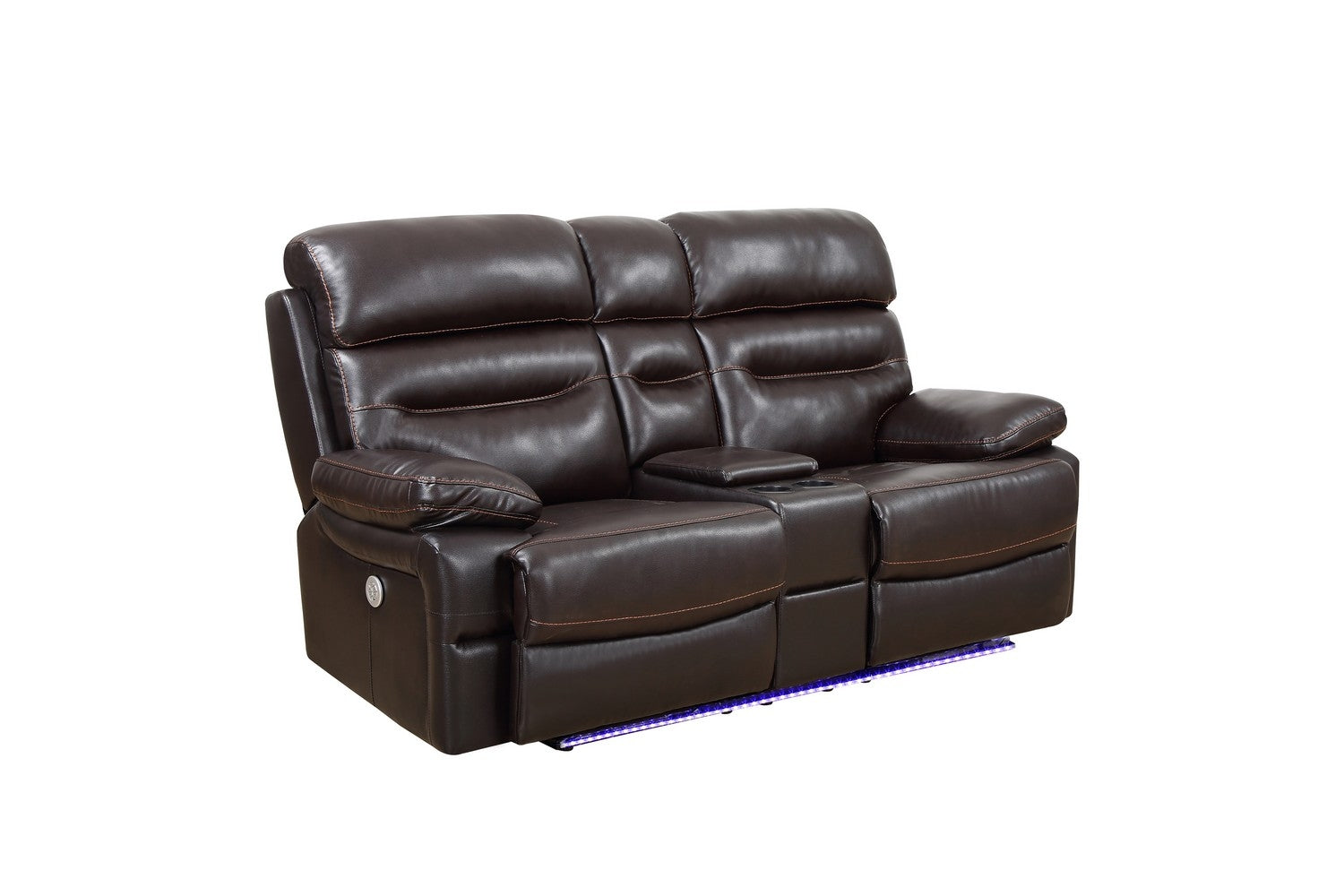 78" Brown Faux Leather Power Reclining Love Seat With Storage-0