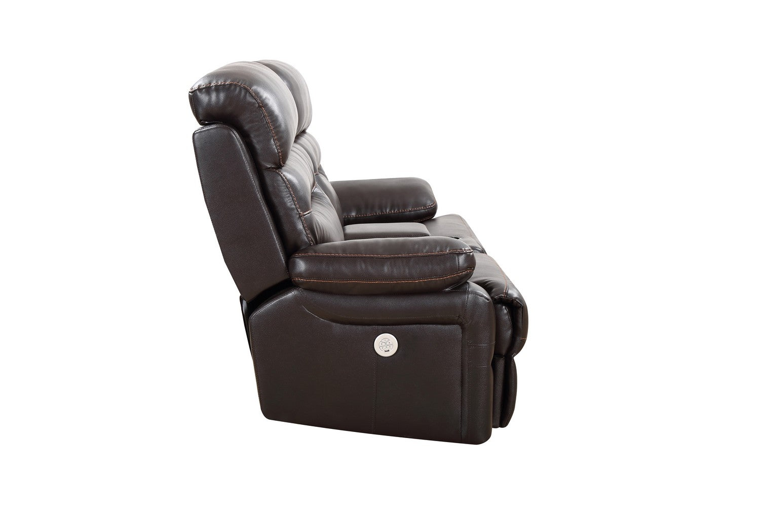 78" Brown Faux Leather Power Reclining Love Seat With Storage-3