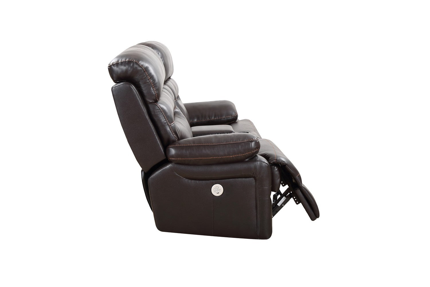 78" Brown Faux Leather Power Reclining Love Seat With Storage-4