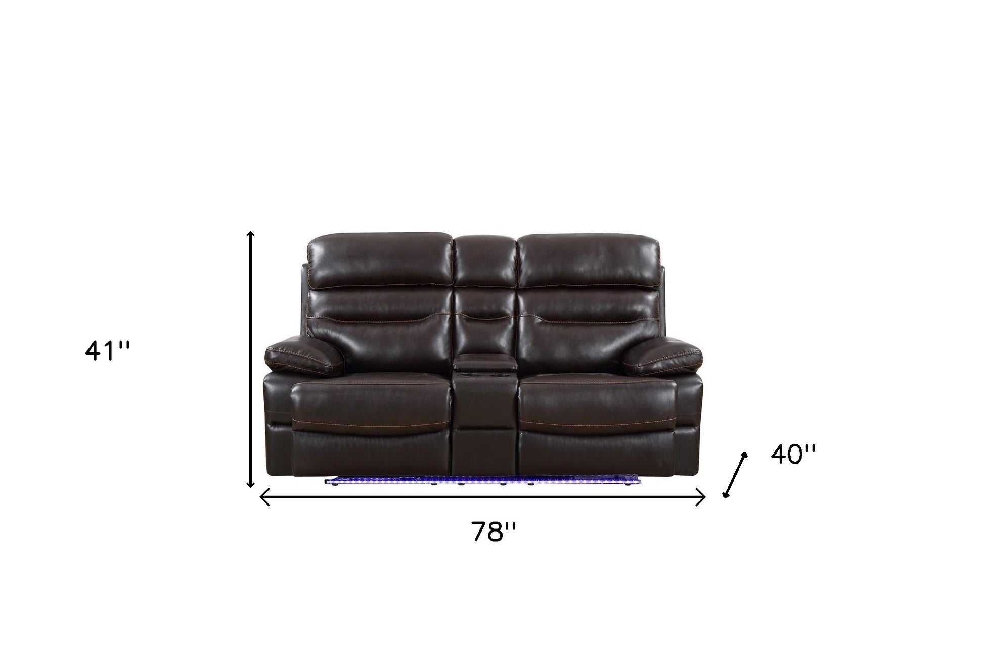 78" Brown Faux Leather Power Reclining Love Seat With Storage-5