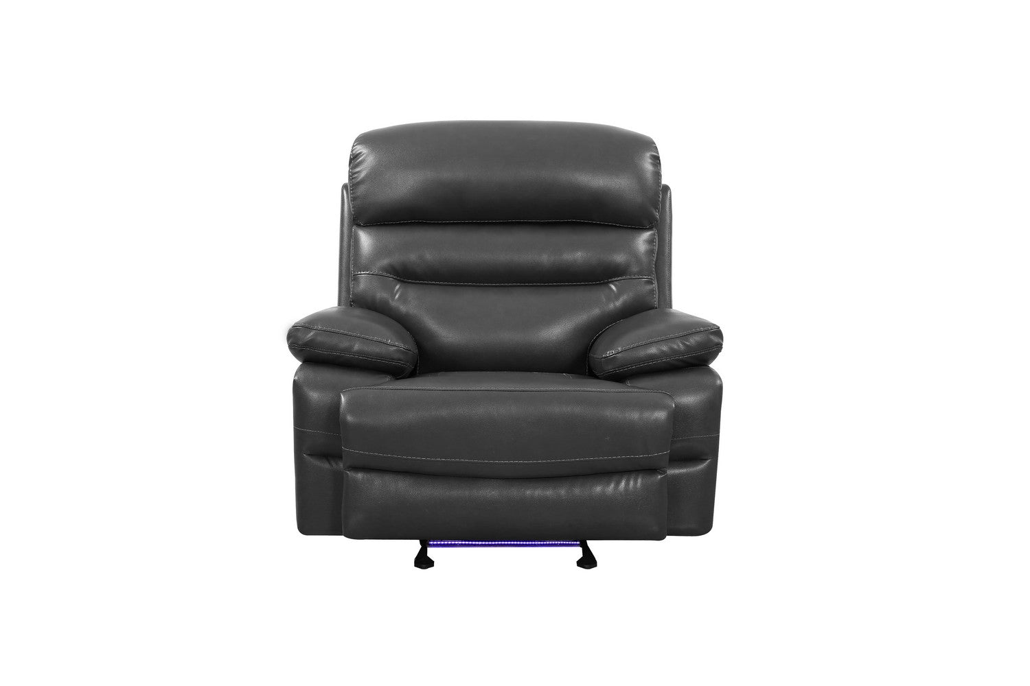 43" Grey Faux Leather Power Recliner Chair-Recliners-DECOROLALA