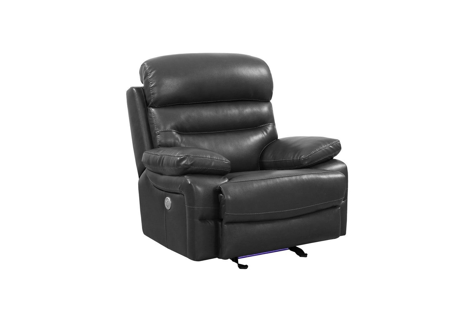 43" Grey Faux Leather Power Recliner Chair-Recliners-DECOROLALA
