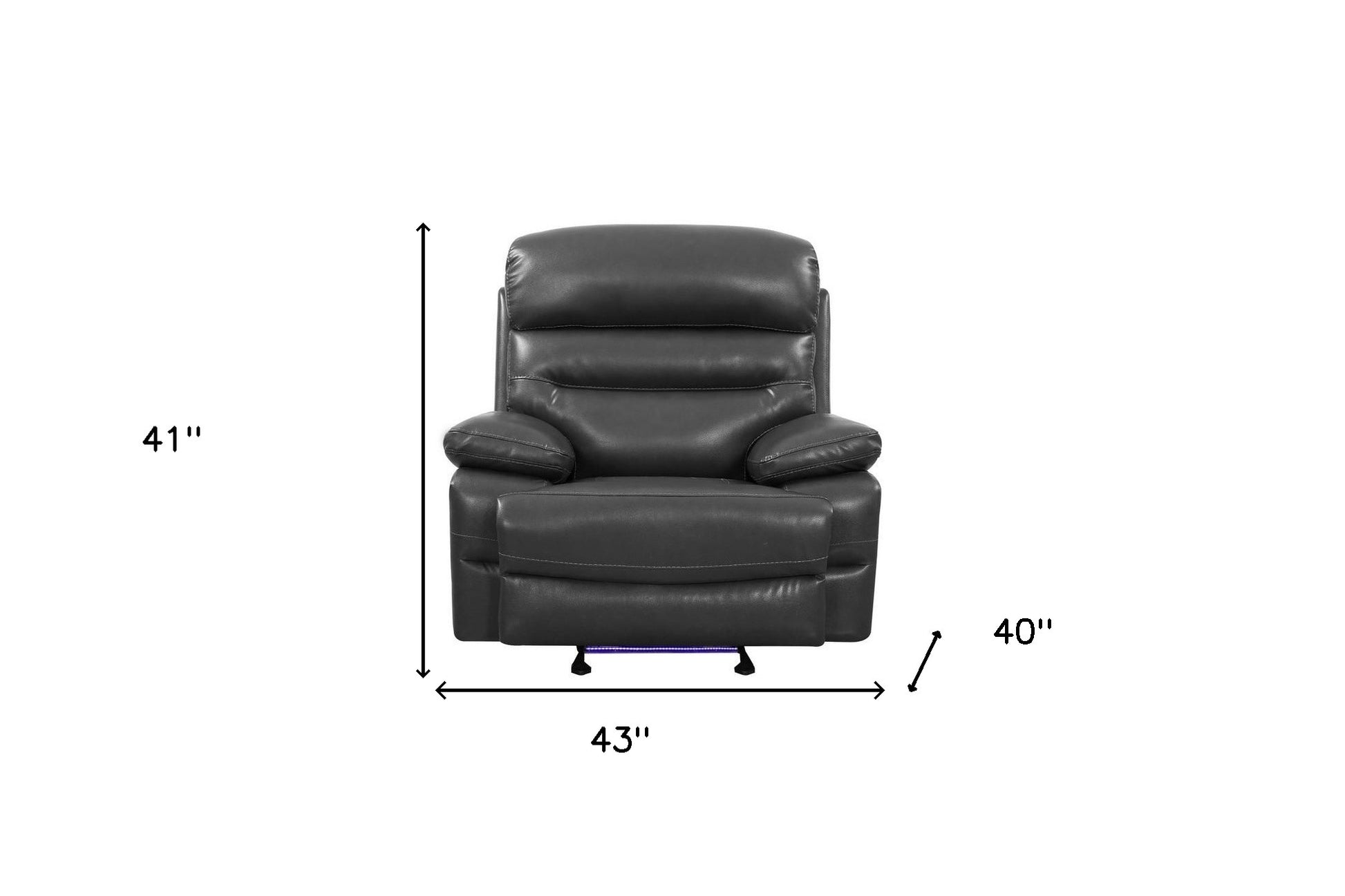 43" Grey Faux Leather Power Recliner Chair-Recliners-DECOROLALA