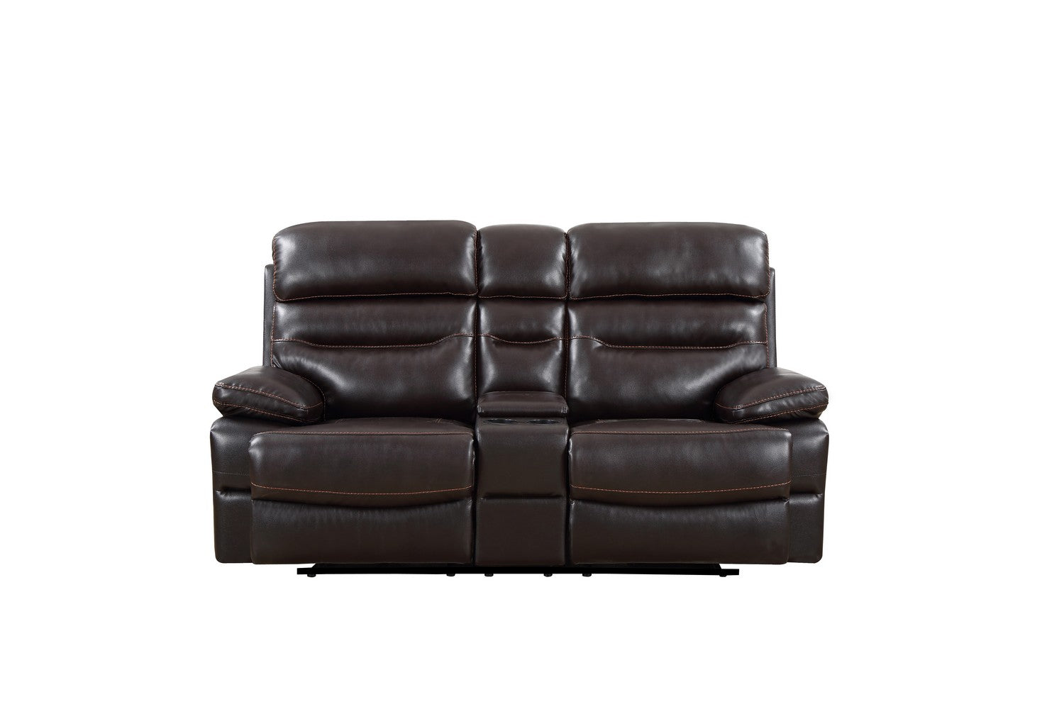 78" Brown Faux Leather Manual Reclining Love Seat With Storage-0