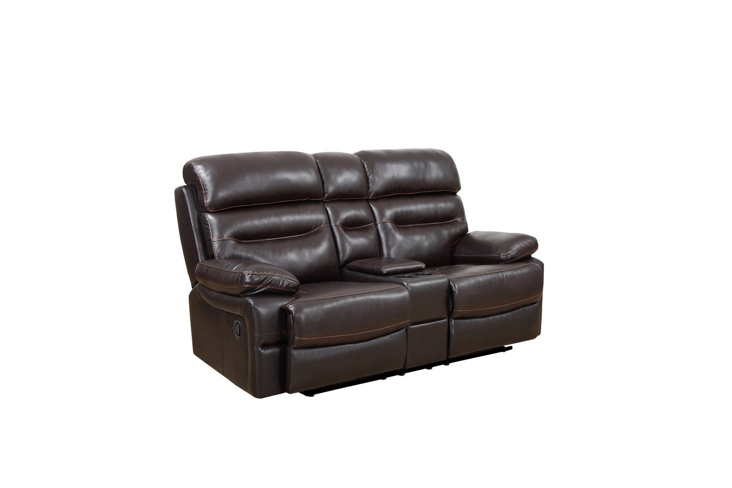 78" Brown Faux Leather Manual Reclining Love Seat With Storage-2