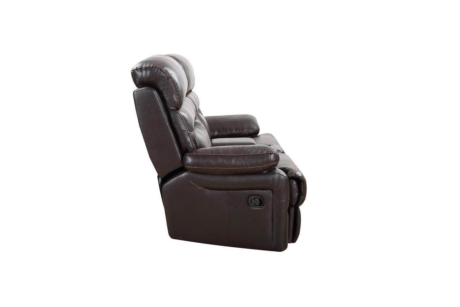78" Brown Faux Leather Manual Reclining Love Seat With Storage-3