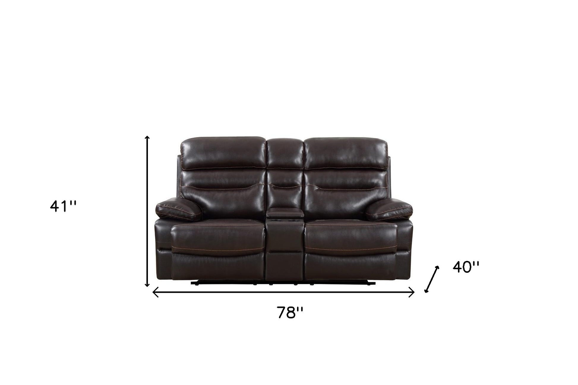 78" Brown Faux Leather Manual Reclining Love Seat With Storage-5