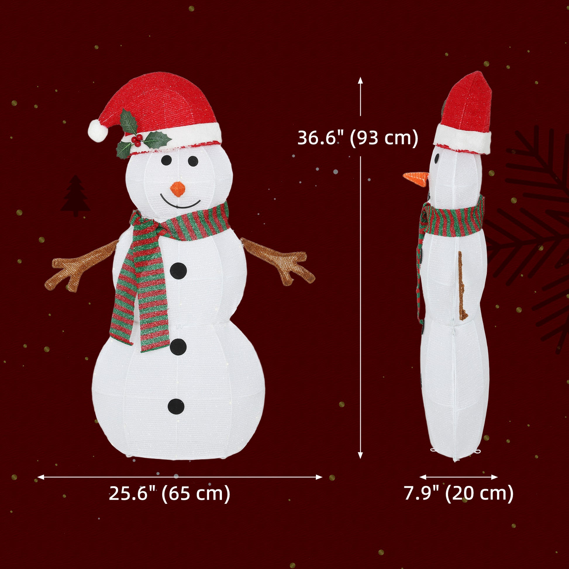36.6" Outdoor Lighted Snowman - IP44 Waterproof LED-Home Furnishings > Holiday & Seasonal > Christmas Decorations-DECOROLALA