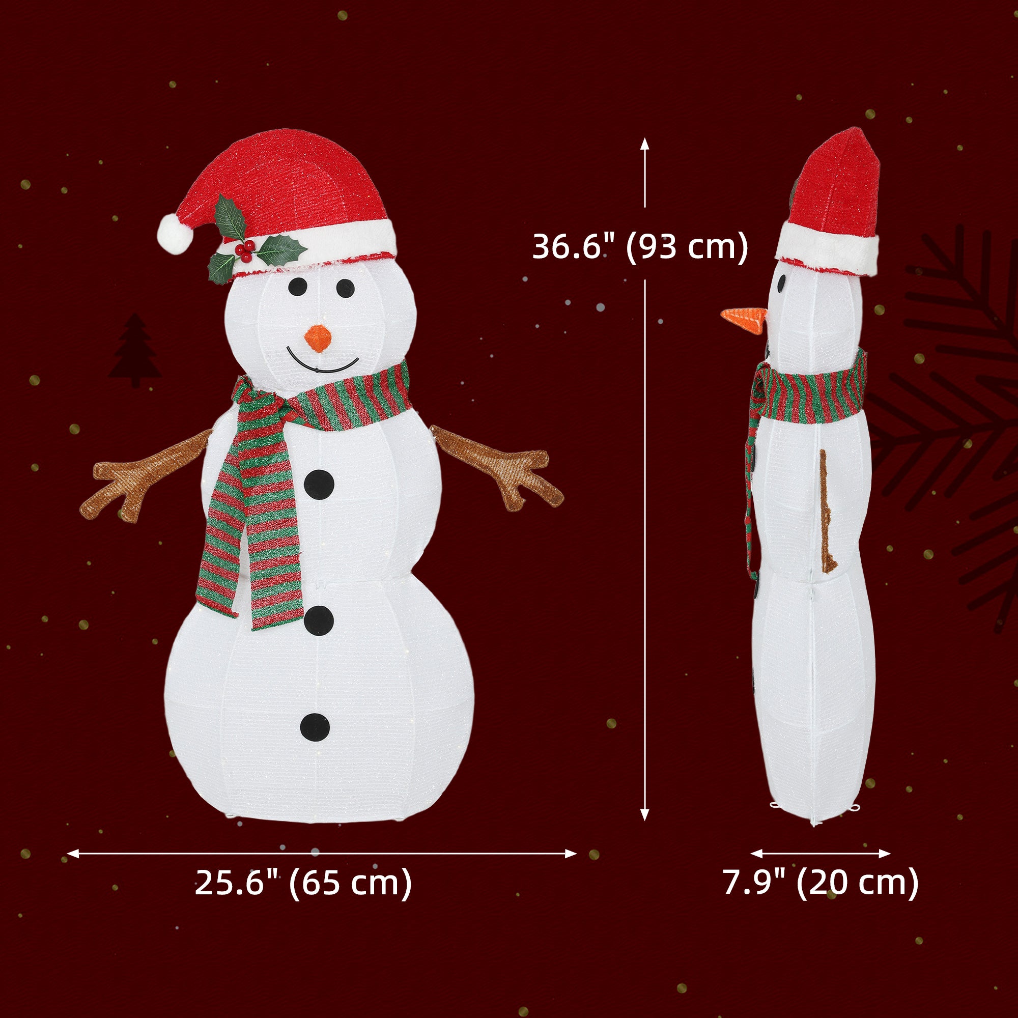 36.6" Outdoor Lighted Snowman - IP44 Waterproof LED-Home Furnishings > Holiday & Seasonal > Christmas Decorations-DECOROLALA