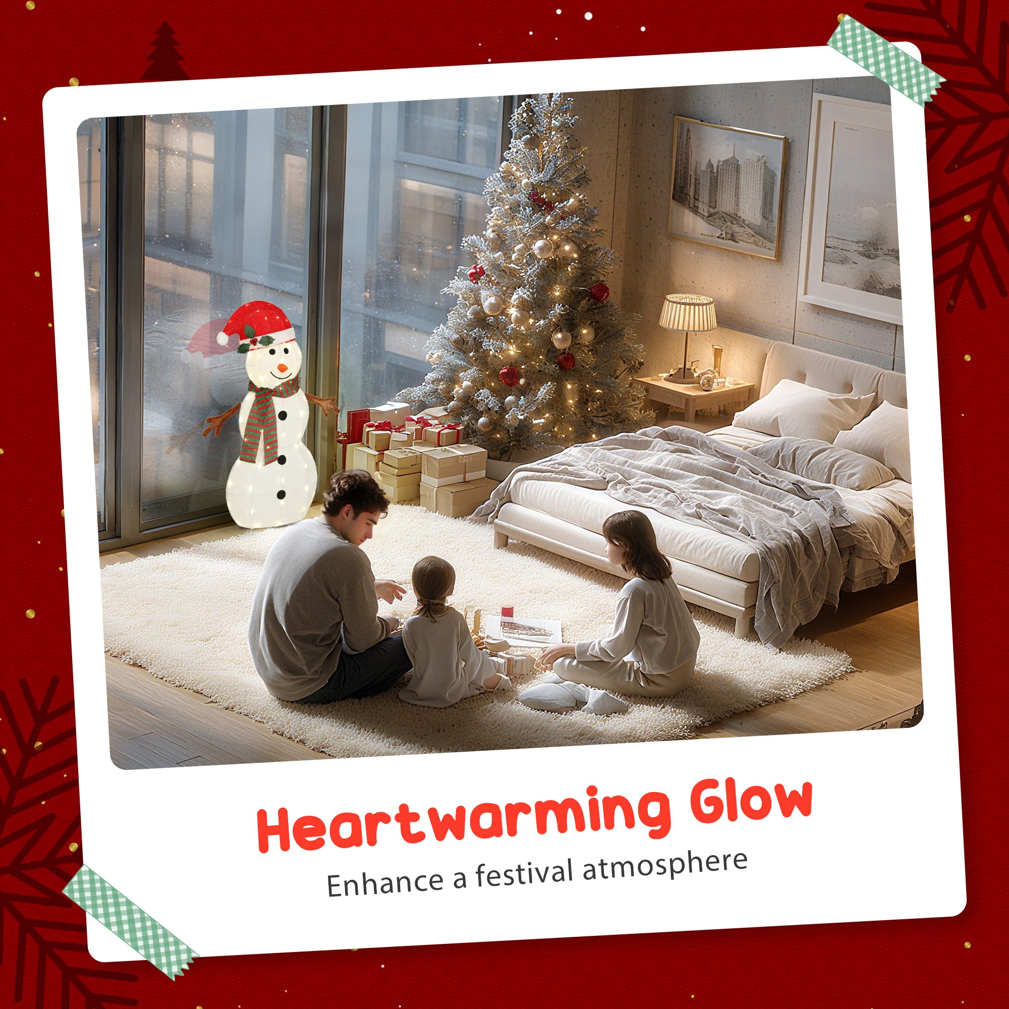 36.6" Outdoor Lighted Snowman - IP44 Waterproof LED-Home Furnishings > Holiday & Seasonal > Christmas Decorations-DECOROLALA
