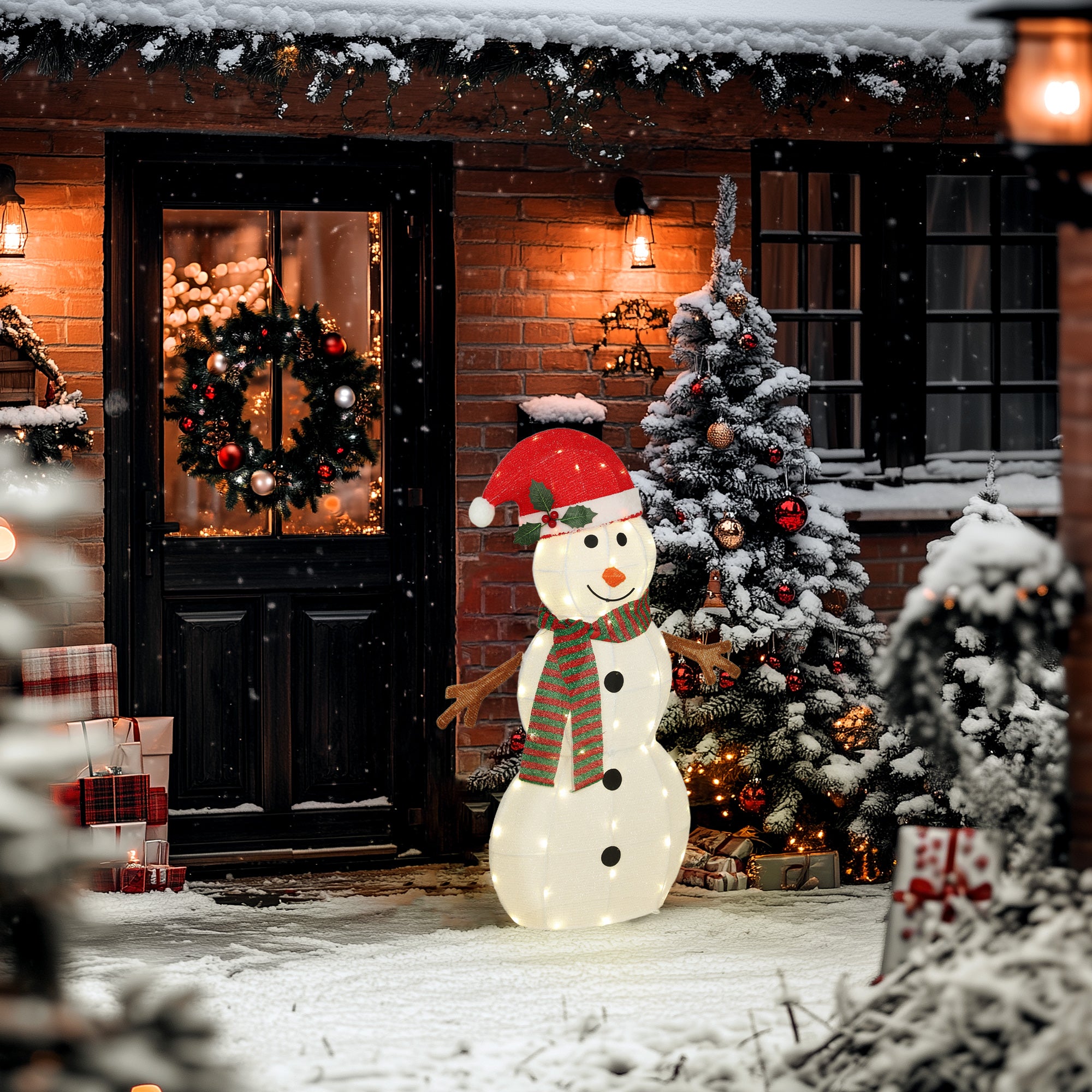 36.6" Outdoor Lighted Snowman - IP44 Waterproof LED-Home Furnishings > Holiday & Seasonal > Christmas Decorations-DECOROLALA