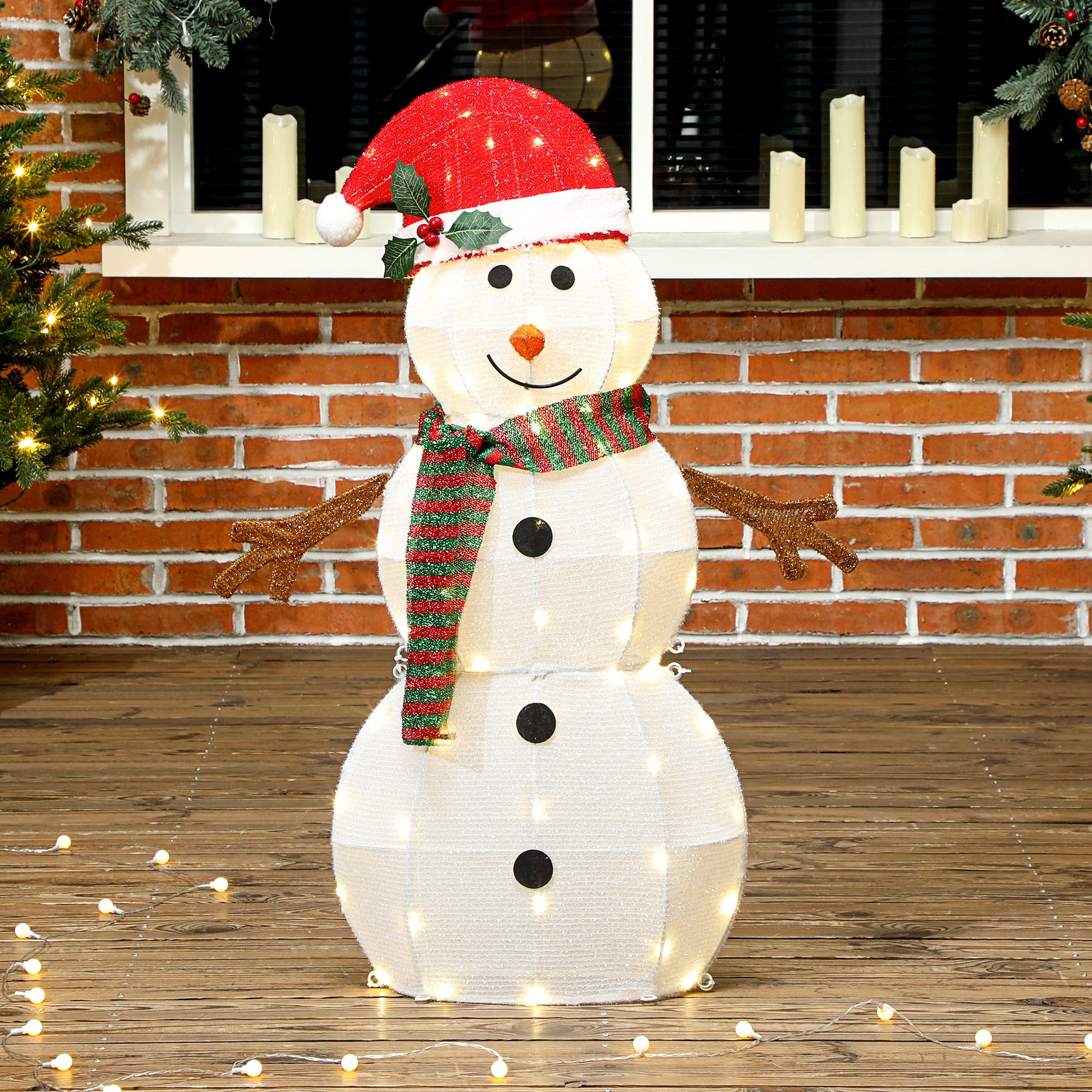 36.6" Outdoor Lighted Snowman - IP44 Waterproof LED-Home Furnishings > Holiday & Seasonal > Christmas Decorations-DECOROLALA