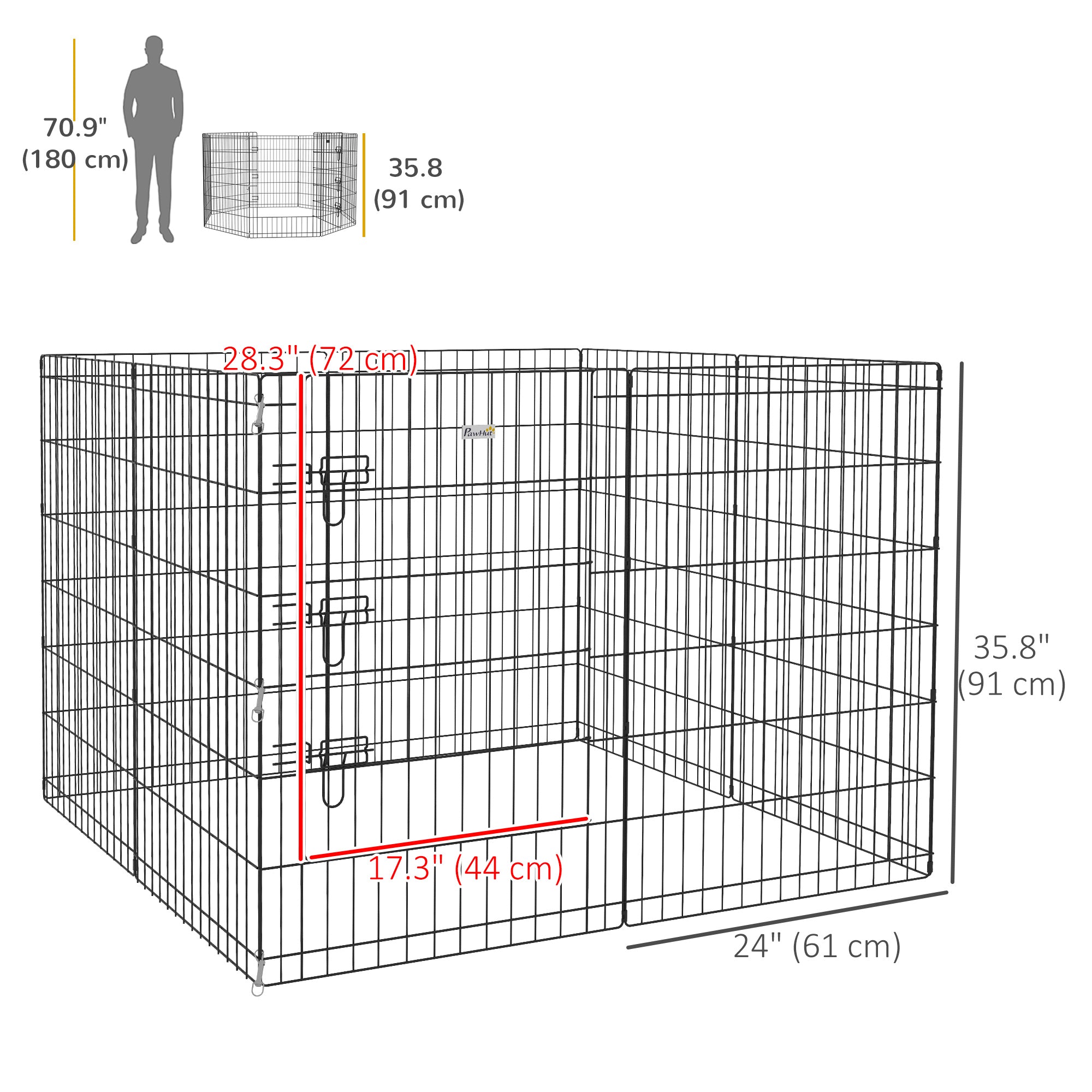 36inch Foldable Metal Exercise Pet Playpen Yard Dog Puppy Kennel Cage 8 Panel-Dogs-DECOROLALA