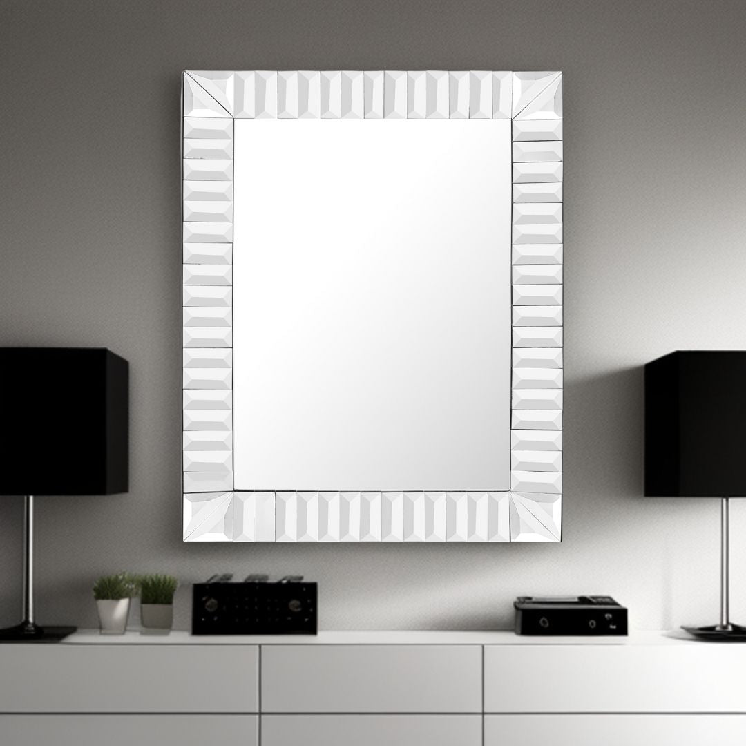 37" Clear Glass Framed Accent Mirror-Mirrors-DECOROLALA