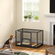 37" Heavy Duty Metal Dog Crate - 3-Door Kennel with Tray, Black-Dogs-DECOROLALA