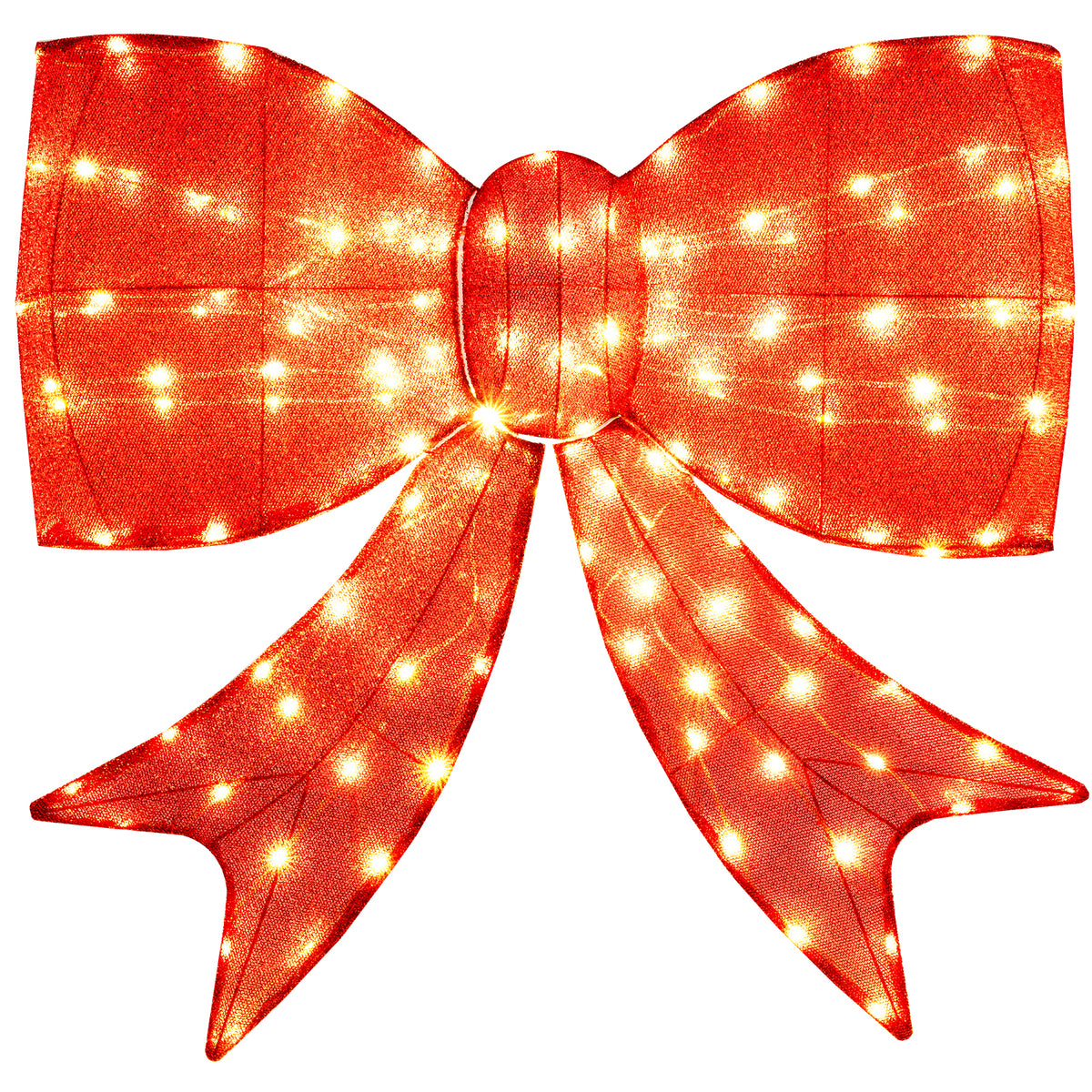 37 Inch Lighted Christmas Bow Decoration with Warm White LED Lights-Christmas Decorations & Accessories-DECOROLALA