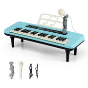 Clavier piano jouet musical portable pour enfants à 37 touches avec microphone et pupitre