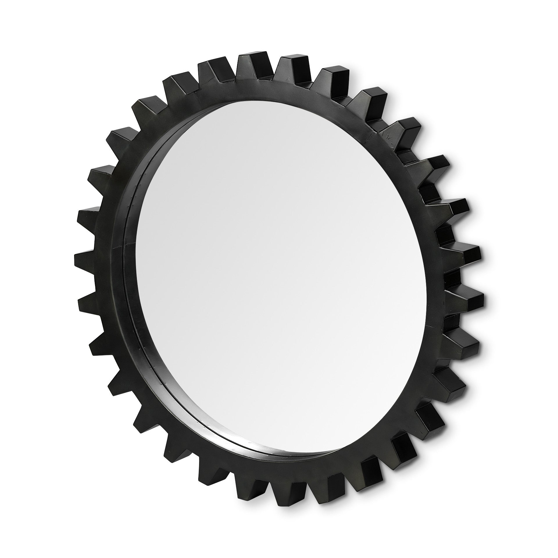 37" Round Black Metal Frame Wall Mirror-Mirrors-DECOROLALA