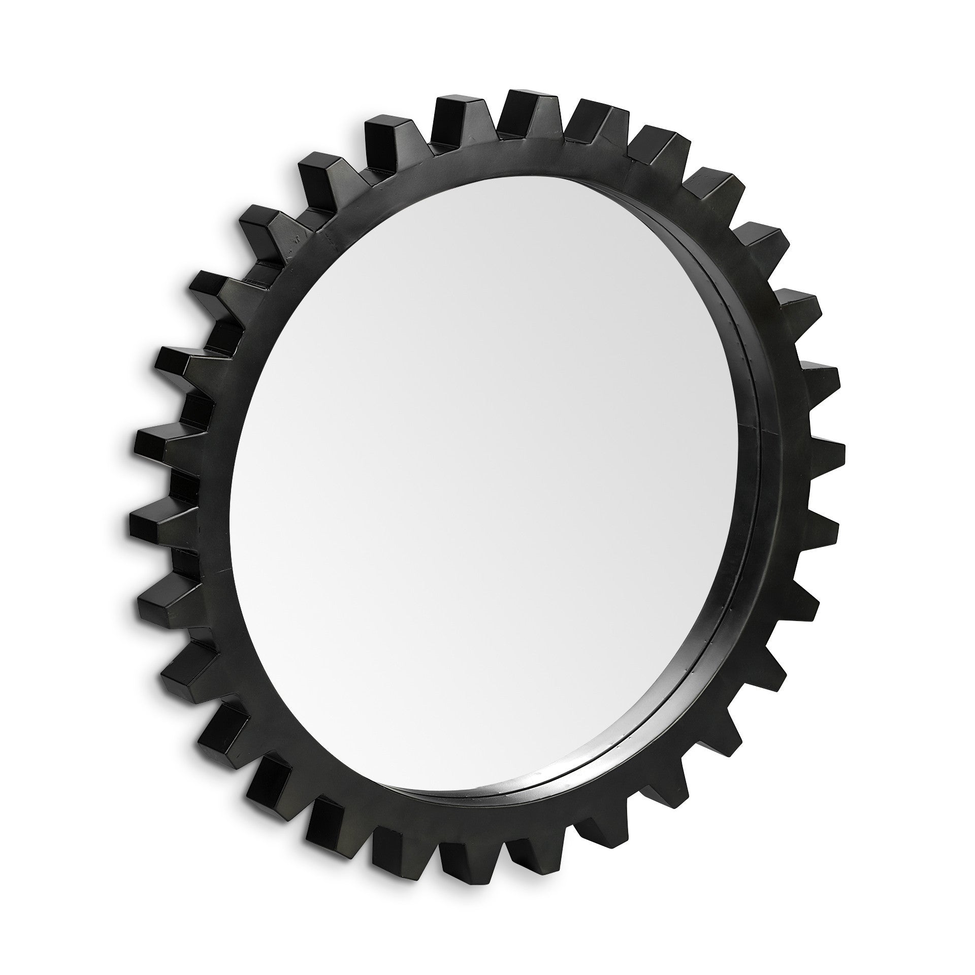 37" Round Black Metal Frame Wall Mirror-Mirrors-DECOROLALA