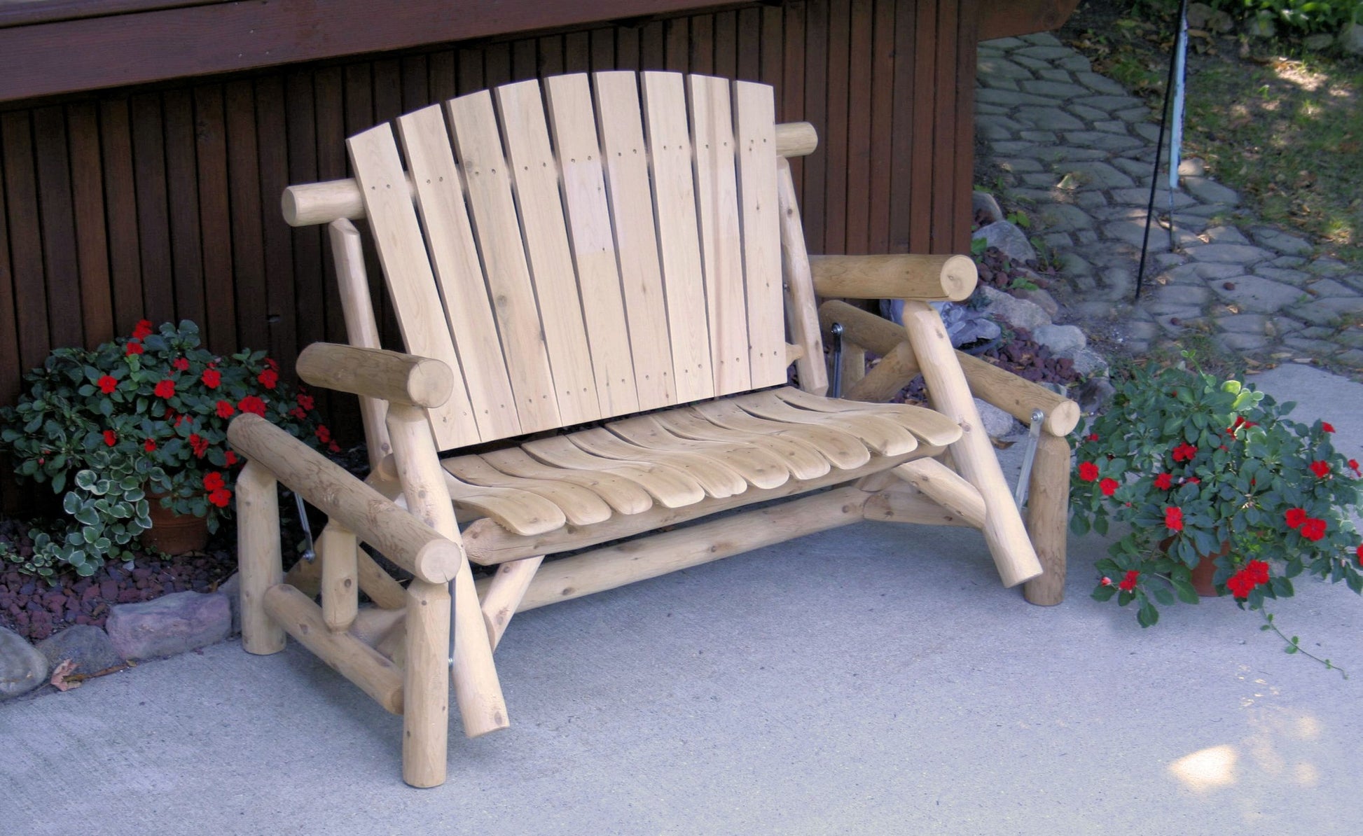 59" Natural Solid Wood Adirondack Chair-4