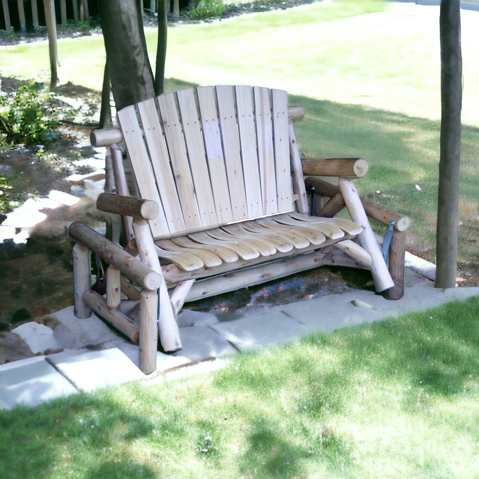 59" Natural Solid Wood Adirondack Chair-1