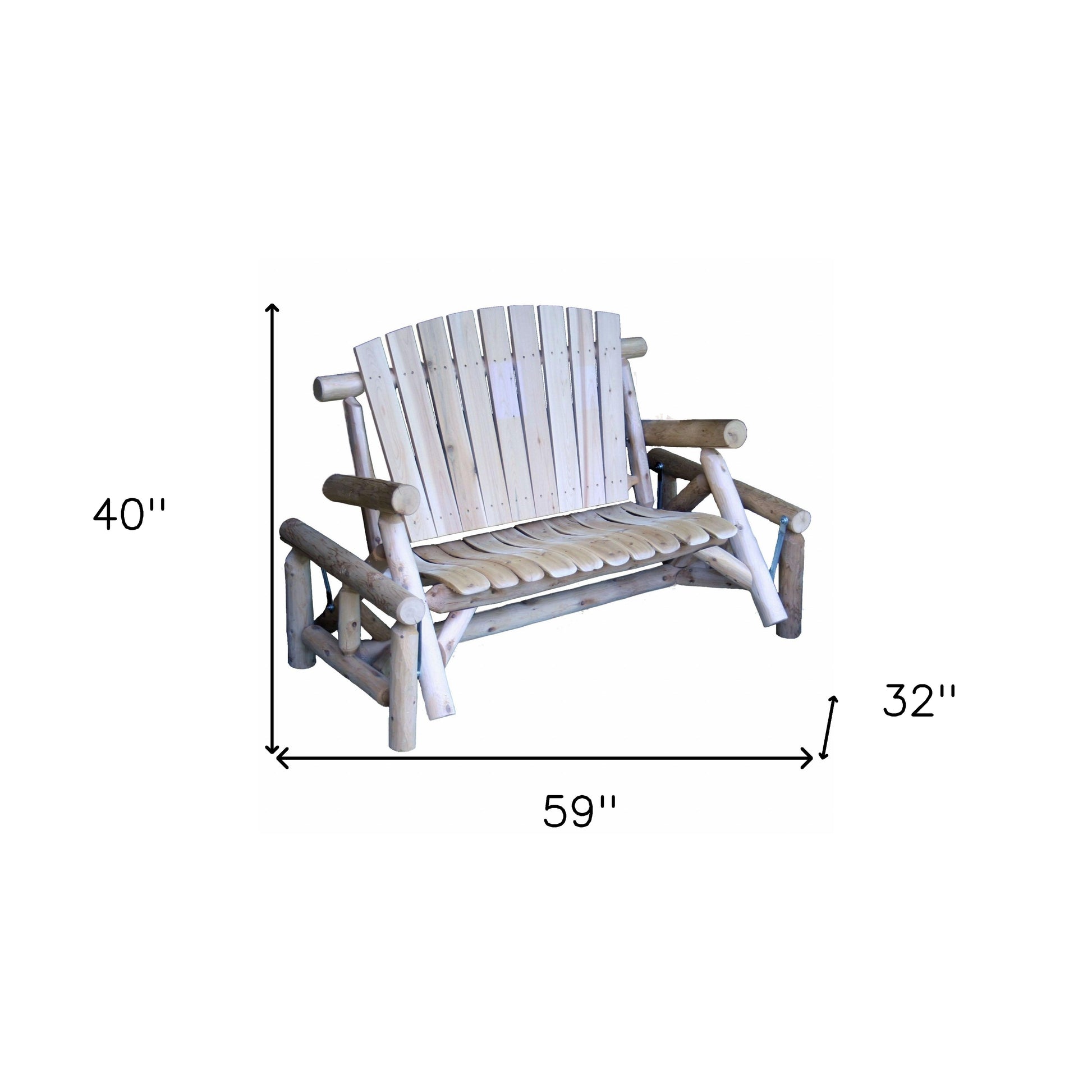 59" Natural Solid Wood Adirondack Chair-5