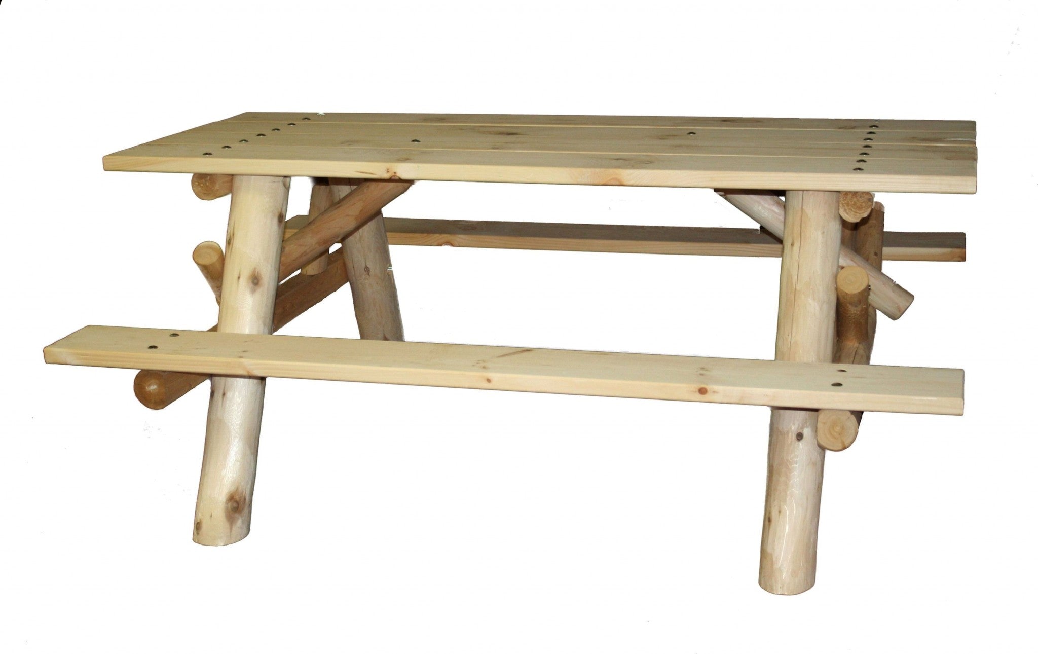 70" Natural Solid Wood Outdoor Picnic Table-0
