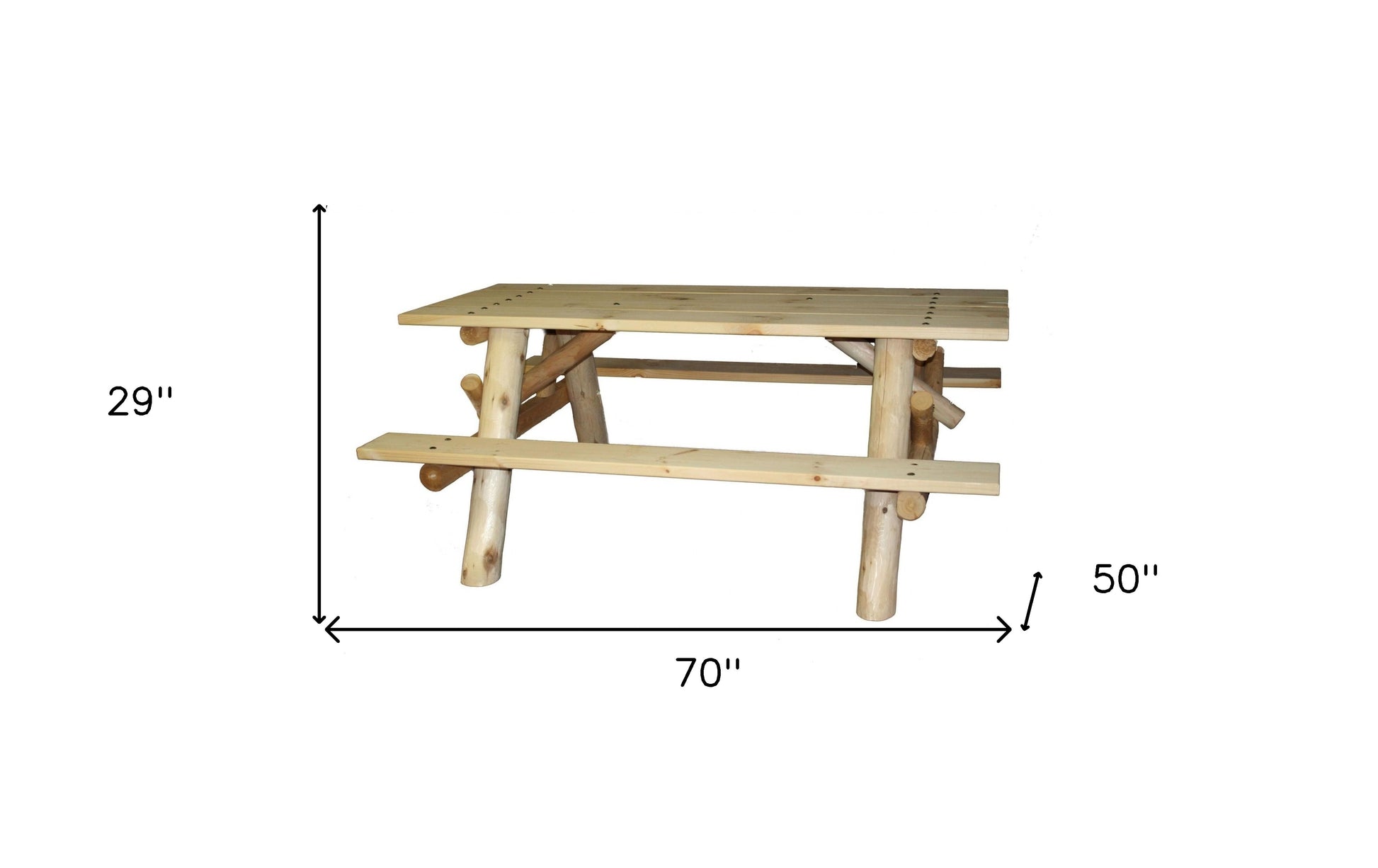 70" Natural Solid Wood Outdoor Picnic Table-4