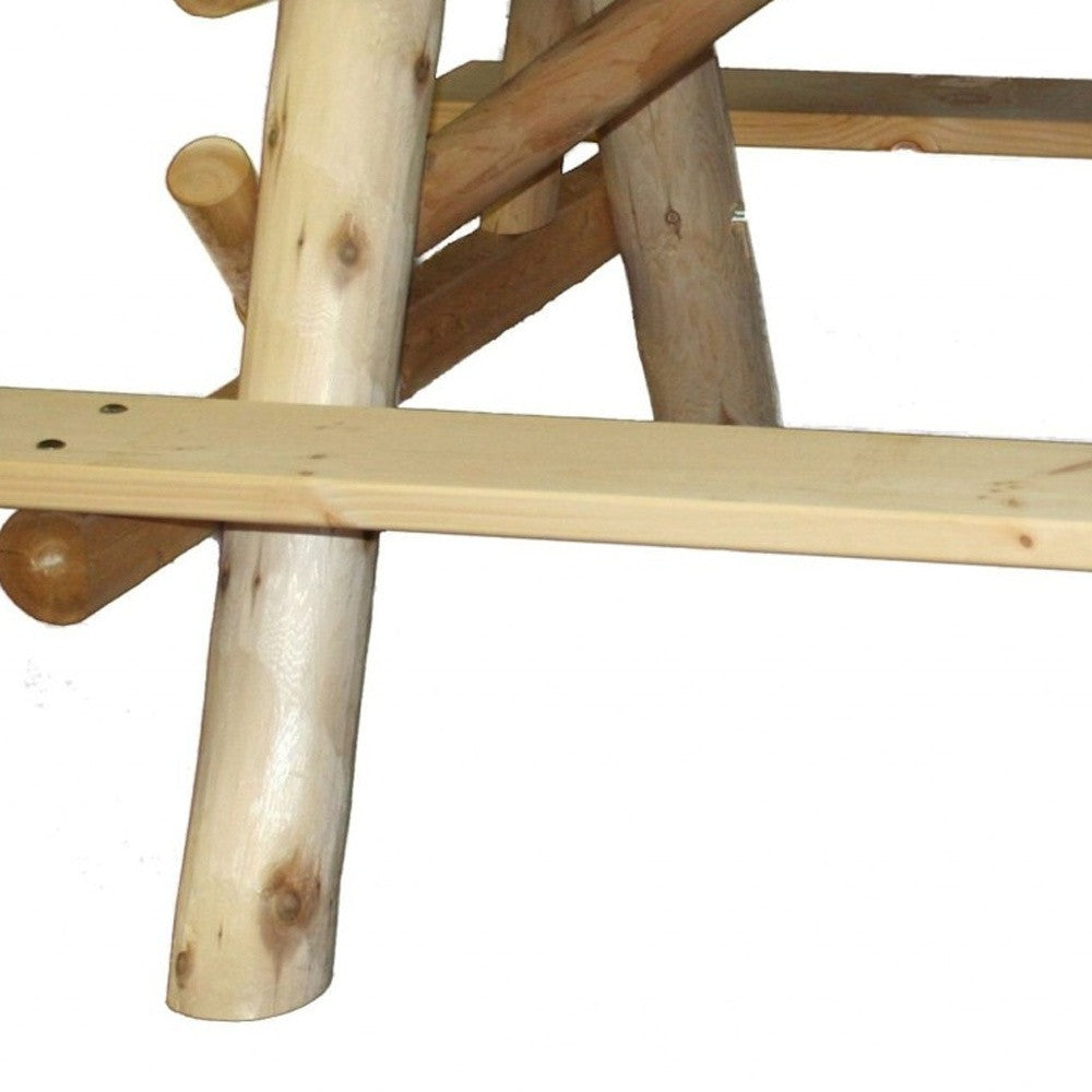 70" Natural Solid Wood Outdoor Picnic Table-2