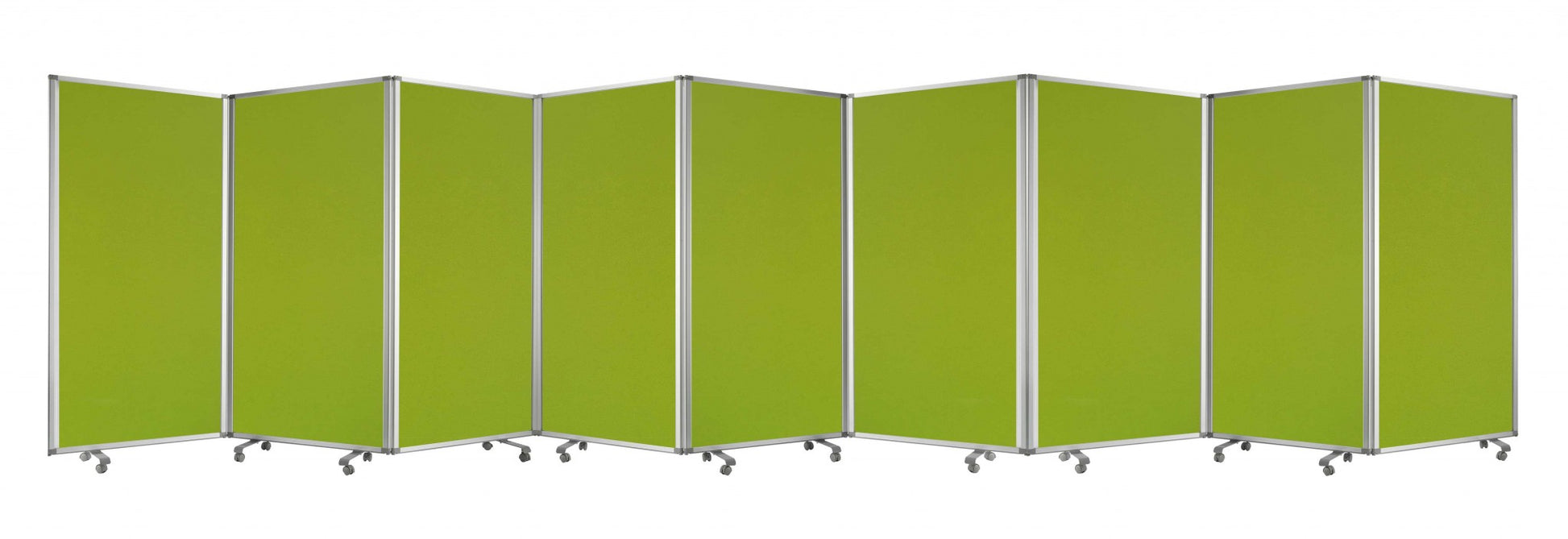 318" X 1" X 71" Green, Metal, 9 Panel, Screen-Room Dividers-DECOROLALA