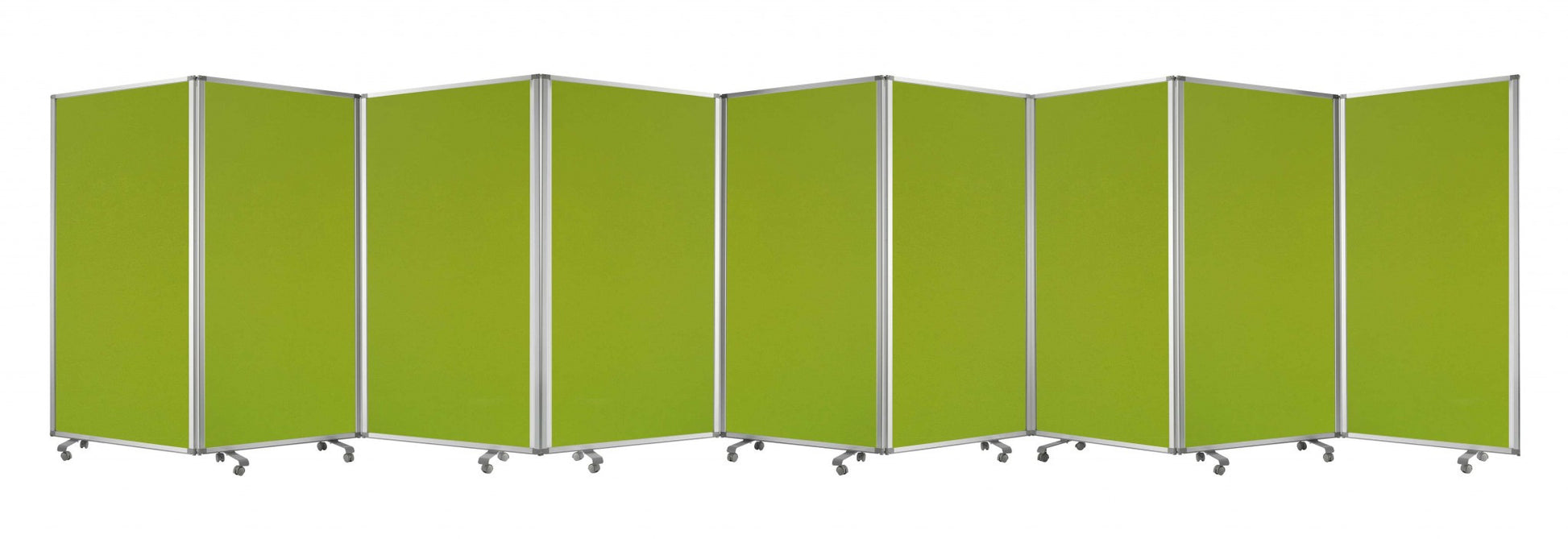 318" X 1" X 71" Green, Metal, 9 Panel, Screen-Room Dividers-DECOROLALA