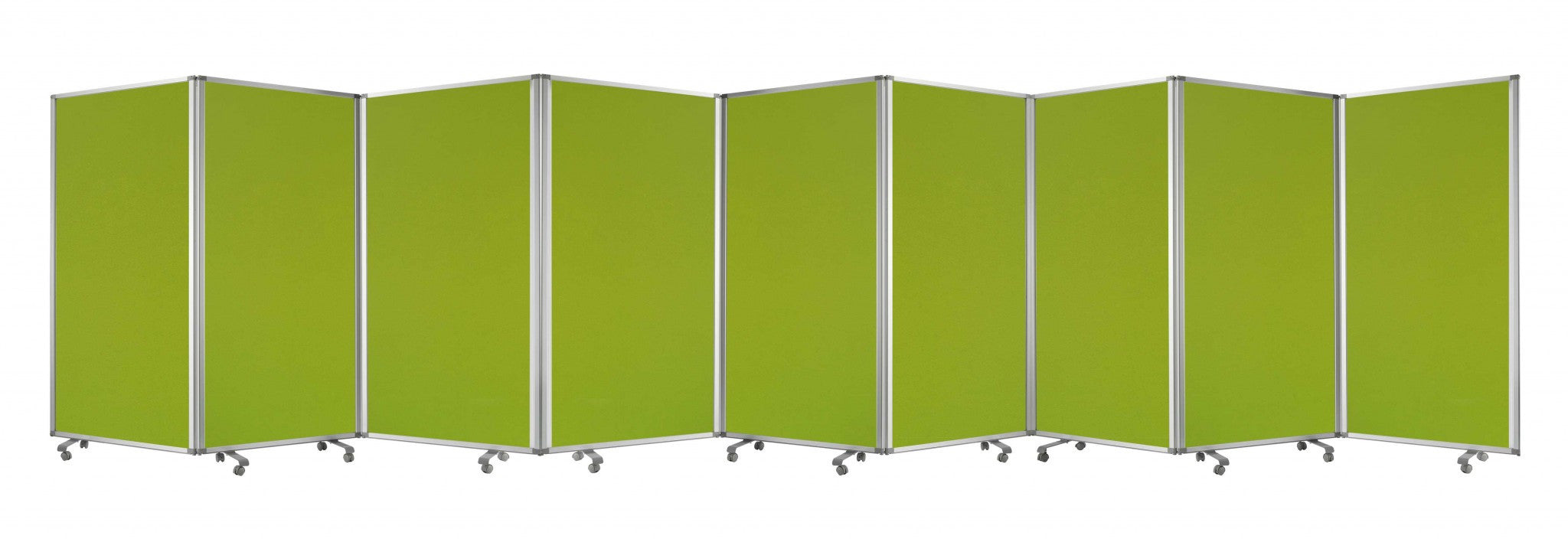 318" X 1" X 71" Green, Metal, 9 Panel, Screen-Room Dividers-DECOROLALA